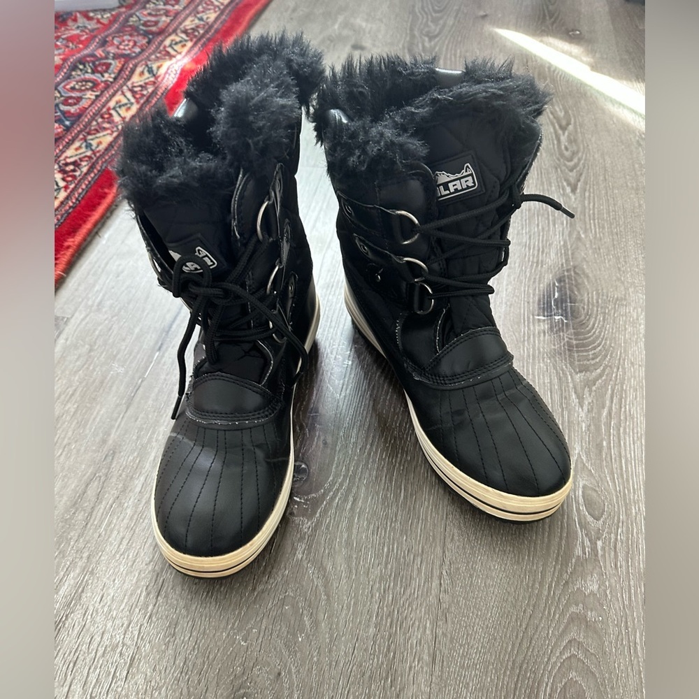 Black Winter Boots with Fur Lining